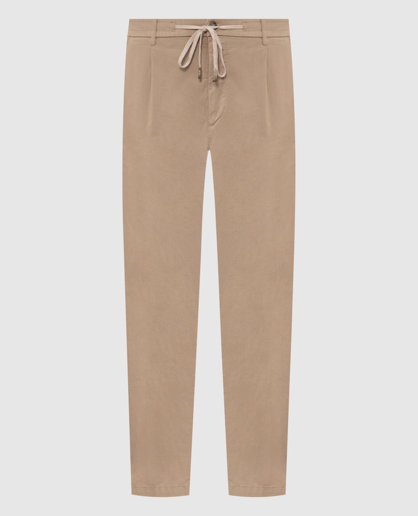 Бежевые брюки с нашивкой логотипа