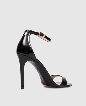 Stuart Weitzman Чорні шкіряні лаковані босоніжки NUDIST SJ995