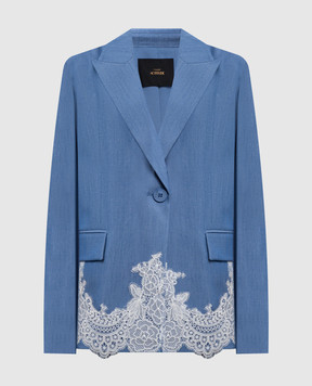 Twinset Блакитний жакет з мереживом 261AP2290
