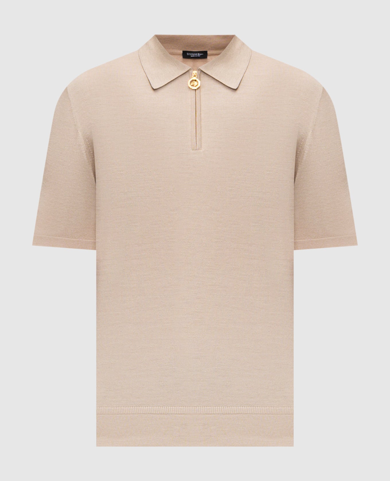 Бежевое поло из шелка с эмблемой