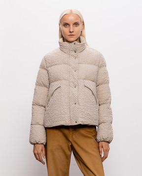 Moncler Бежевый пуховик Cloante в клеточку L20931A00203599RJ