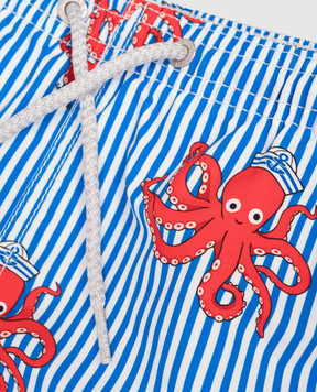 MC2 SAINT BARTH Дитячі блакитні шорти для плавання Jean в смужку JEA000102043L