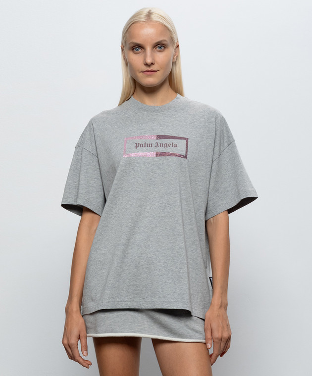 Palm Angels Серая меланжевая футболка PAWAA005JR002 изображение 3