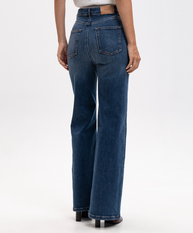 Twinset Синие джинсы-клеш с патчем 262TP2560 изображение 4