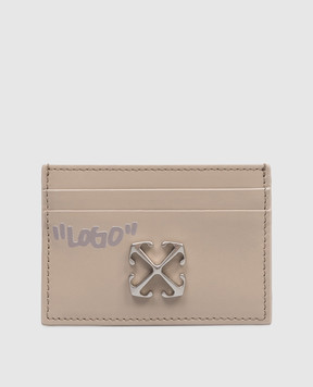 Off-White Бежевий шкіряний картхолдер з емблемою Arrow OWND027S26LEA006