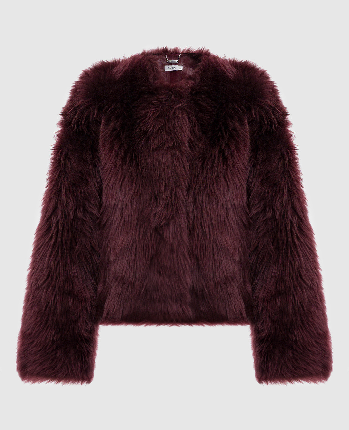 

Бордовая укороченная шуба Natasha из овчины, Бордовый, Шубы