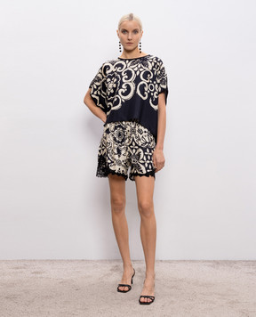 Maurizio Чорний топ із шовку в принт MZS6W08060481