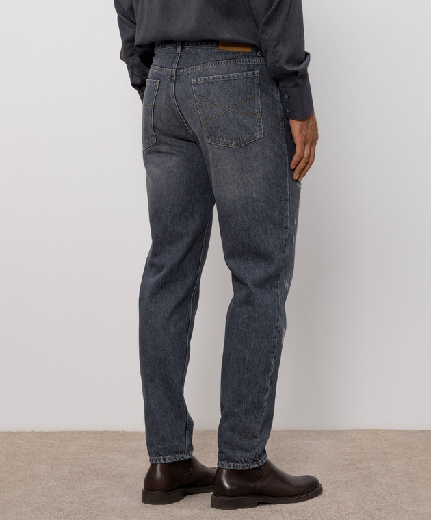 Brunello Cucinelli Синие джинсы с прорехами M229PO2060 изображение 4