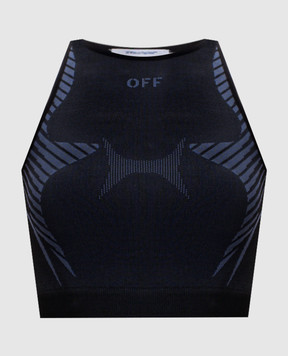 Off-White Синій топ з візерунком логотипа 2FA00401T