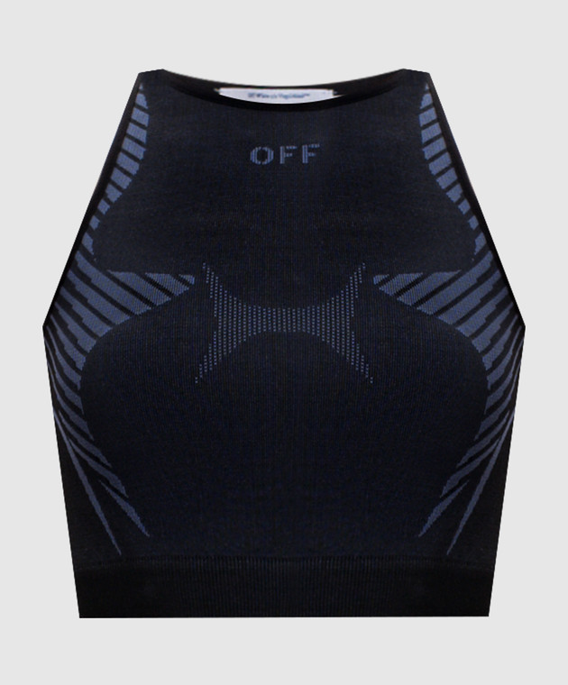 Off-White Синий топ с узором логотипа 2FA00401T