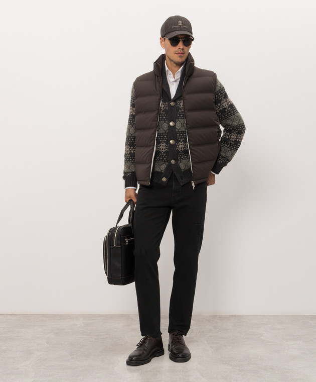Brunello Cucinelli Коричневий пуховий жилет MV4061605 зображення 2