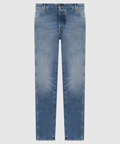 Синие джинсы с эффектом потертости