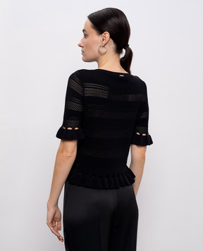 Twinset Чорний ажурний топ з логотипом 261TP3082