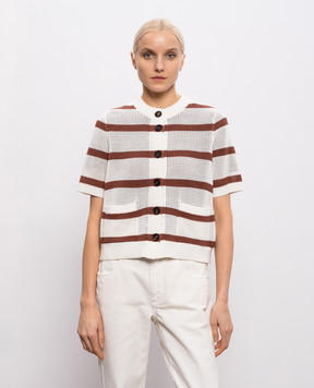 Brunello Cucinelli Белый кардиган в полоску M19225716