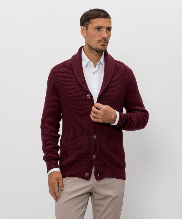 Brunello Cucinelli Бордовый кардиган MNI709706 изображение 3