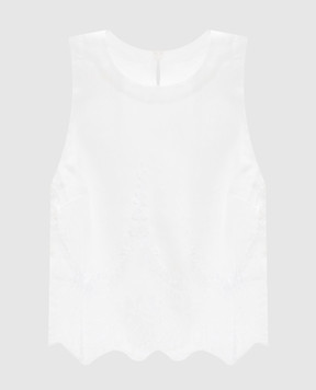 Twinset Білий топ з льону з мереживом 261TT2182