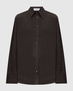 Brunello Cucinelli Коричневая рубашка из шерсти MP550M1M06