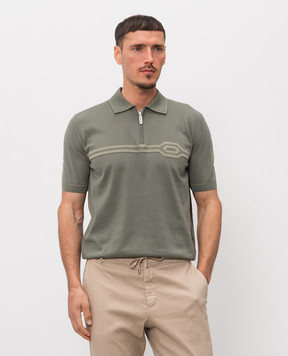 Stefano Ricci Зелене поло з шовком з нашивкою логотипа K818119P31F26285