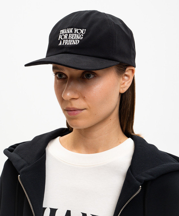 Ami Paris Чорна кепка з вишивкою напису UCP283AW0041w зображення 2