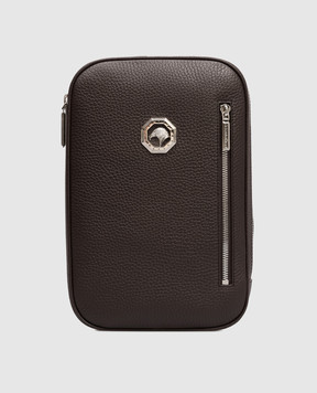 Stefano Ricci Коричнева шкіряна сумка-слінг з емблемою з палладієвим покриттям ND200PVD