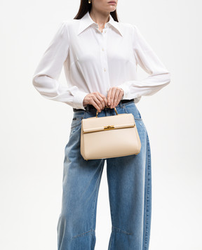 Dolce&Gabbana Шкіряна сумка-сетчел кольору айворі Marlene BB7932A3G19