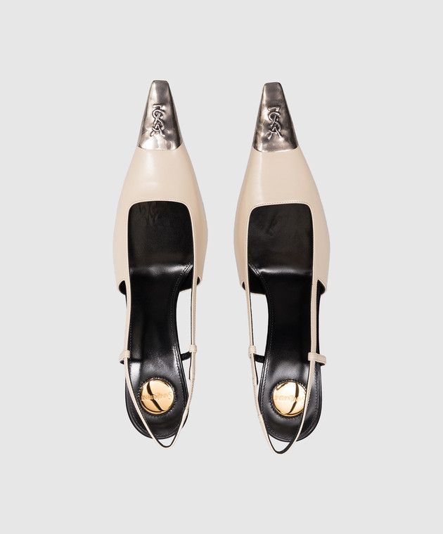 Saint Laurent Шкіряні слінгбеки JEANNE кольору айворі 869550AAFGC зображення 4