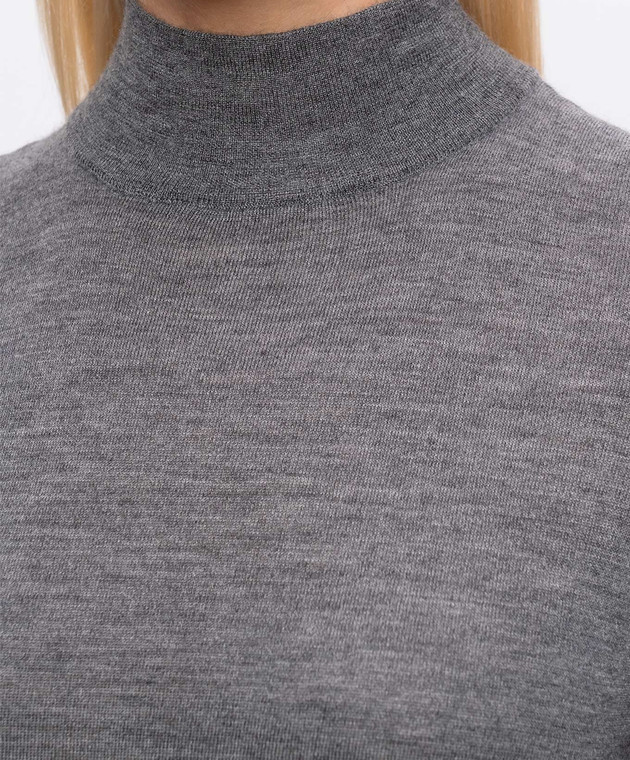 Brunello Cucinelli Серый меланжевый топ из кашемира и шелка M13800004P изображение 5
