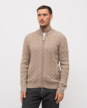 Enrico Mandelli Бежевый кардиган из кашемира в узор 2K081A5273