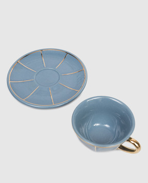 Bitossi Home Голубая фарфоровая чашка для кофе с блюдцем FTB00513