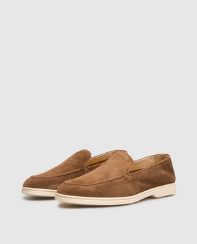 Doucal's Коричневые замшевые лоферы с логотипом DD8893JOANUY229