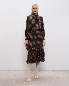 Valentino Коричнева спідниця із шовку в горох 8B3RAEP59AB