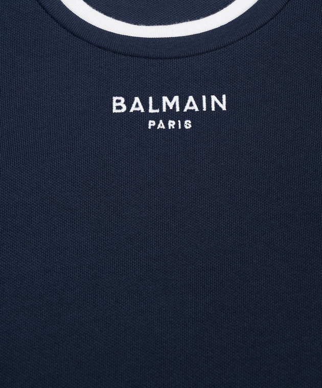 Balmain Дитяча синя футболка з ефектом накладання шарів BY8Q31Z36581214 зображення 3