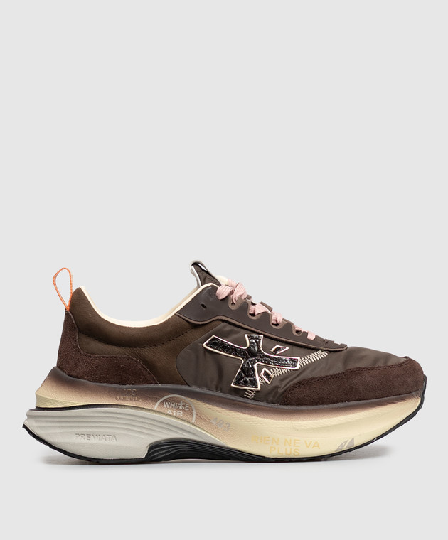 Premiata Коричневые комбинированные кроссовки Hill HILL7896
