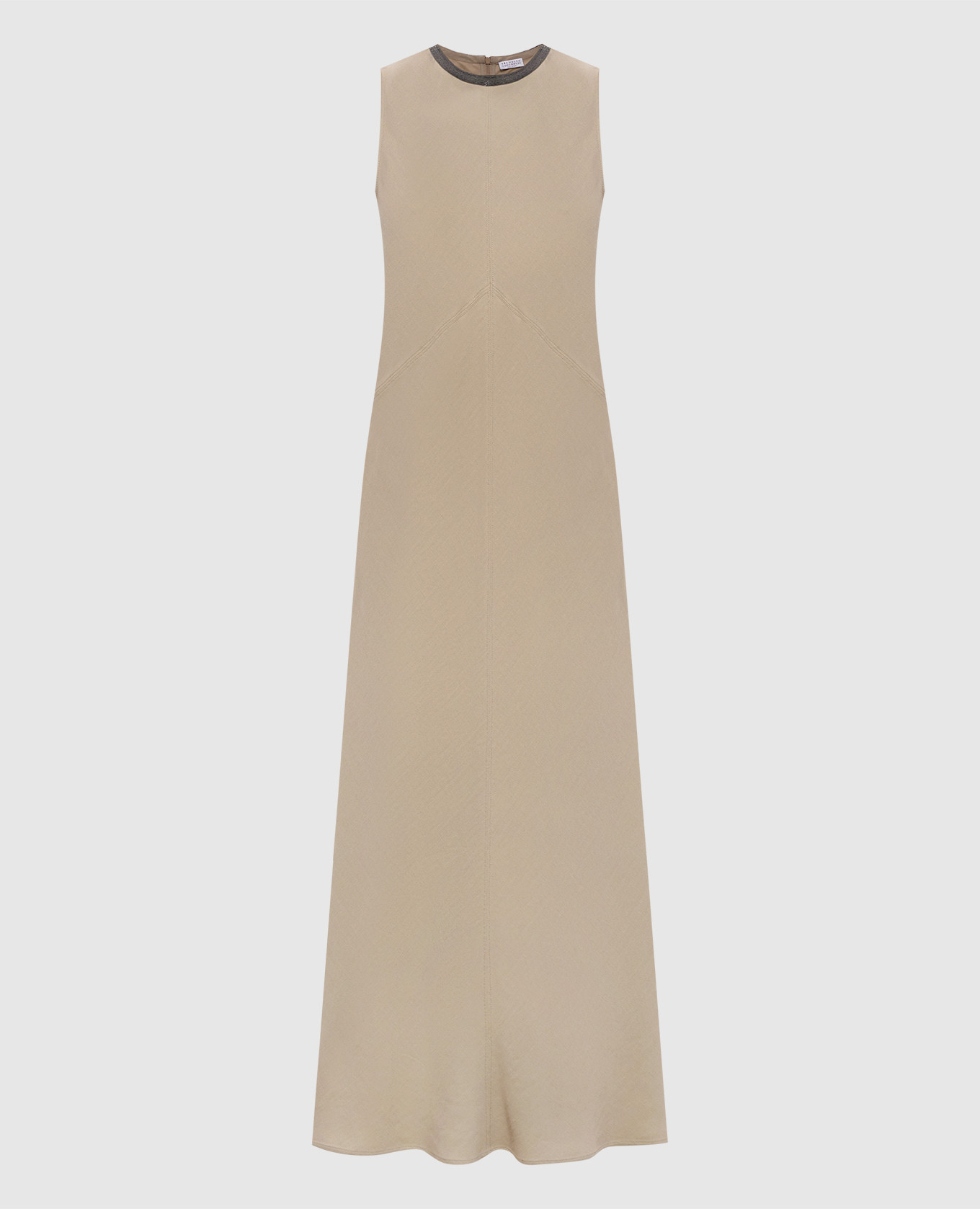 Бежевое платье с леном с цепочкой мониль