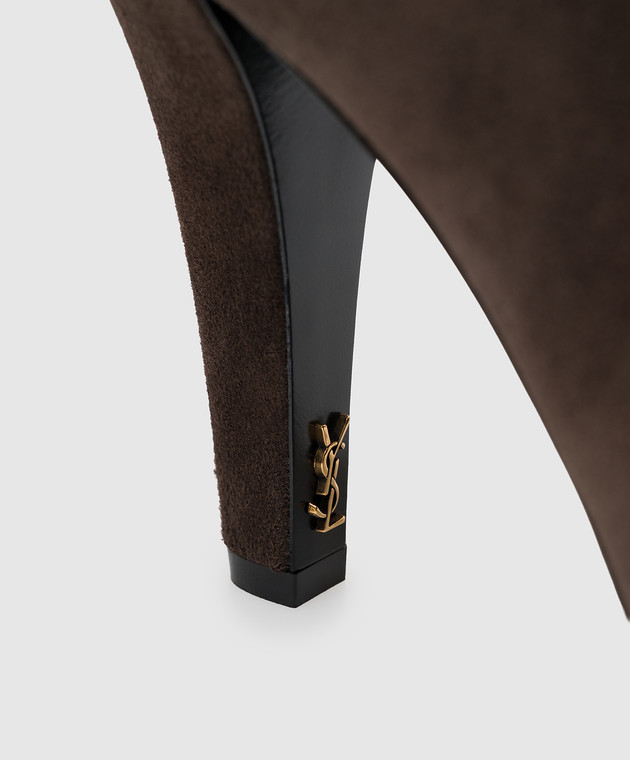 Saint Laurent Коричневые замшевые ботильоны JILL 80667427DAB изображение 5