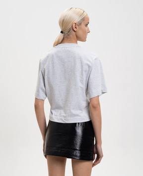 Off-White Серая укороченная меланжевая футболка с эмблемой 2AA090S26JER002