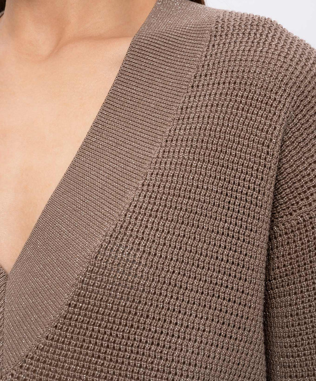 Brunello Cucinelli Коричневий пуловер з люрексом MST263312 зображення 5
