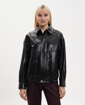 Babe Pay Pls Черная кожаная куртка с драпировкой 2533PUFF