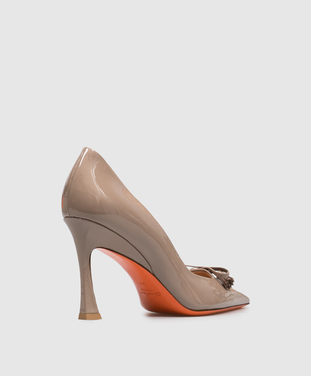 Santoni Бежевые кожаные лакированные туфли с бантом WDTV72492HI2NVHD изображение 3