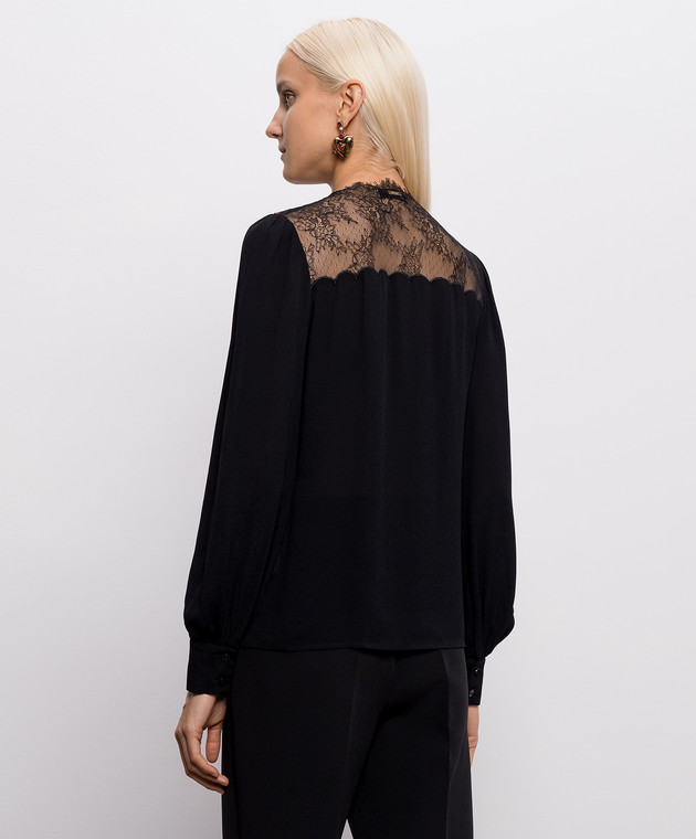 Twinset Черная блуза с кружевом 262TP2481 изображение 4