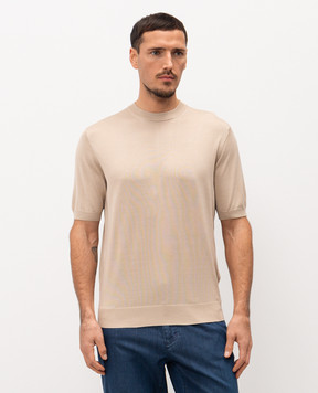 Stefano Ricci Бежевая футболка из шелка K616006G12F26102