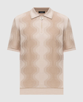 Stefano Ricci Бежевое поло с шелком с эмблемой K818105P31F26171