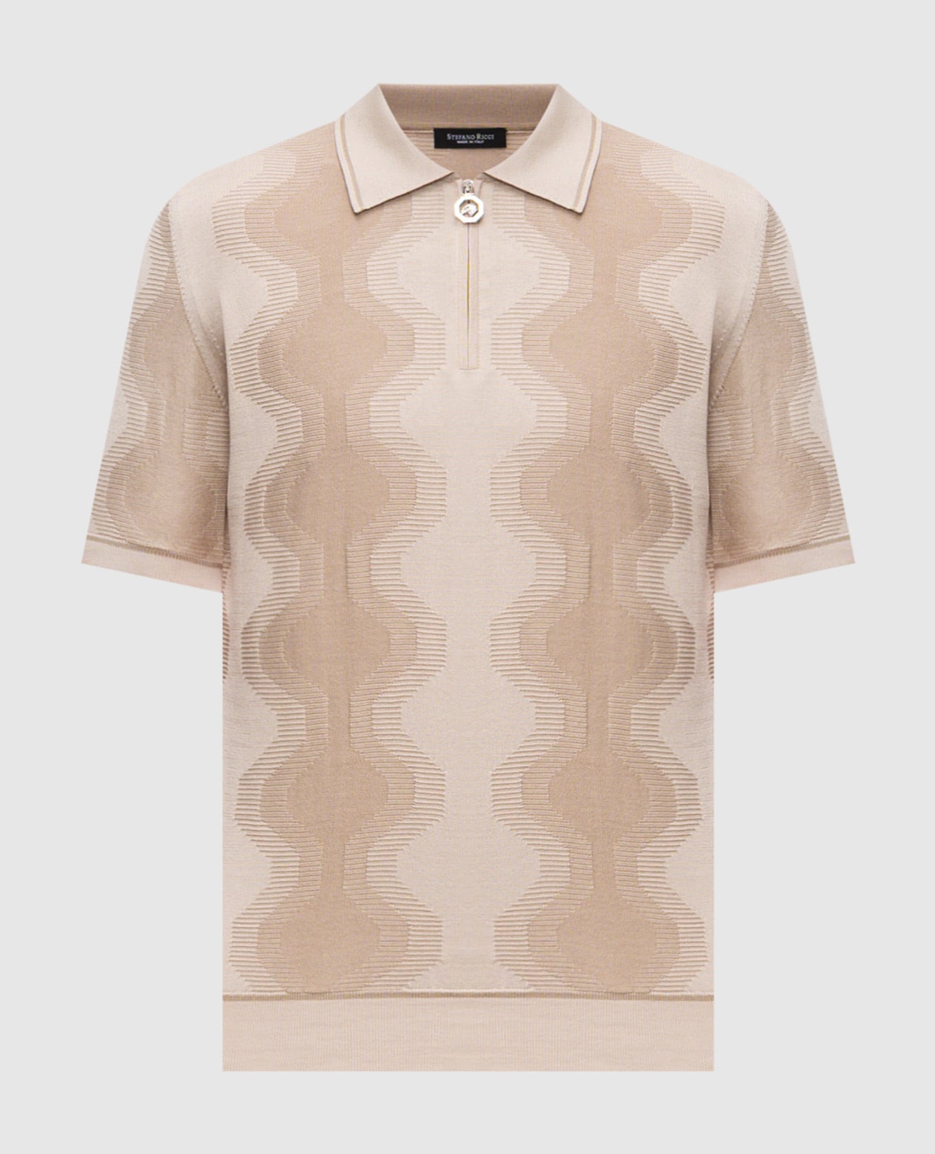 Бежевое поло с шелком с эмблемой