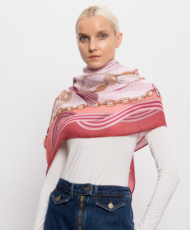 Twinset Рожева хустка в принт 262TA4680 зображення 2