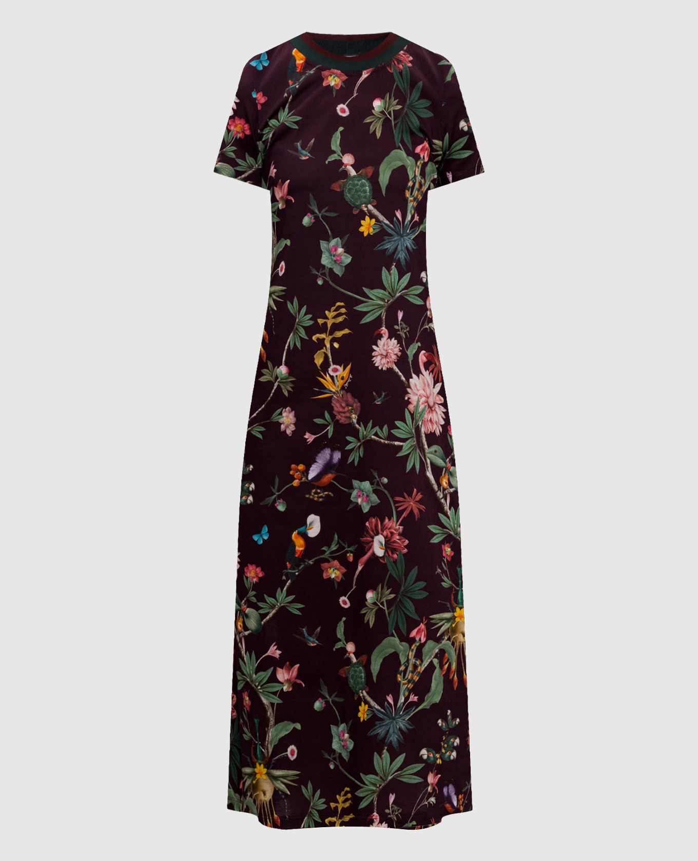 

Бордовое платье миди в принт, Бордовый, Повседневные платья