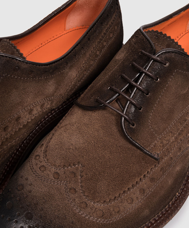 Santoni Коричневые замшевые оксфорды MCCG15761JL4GVOE изображение 5