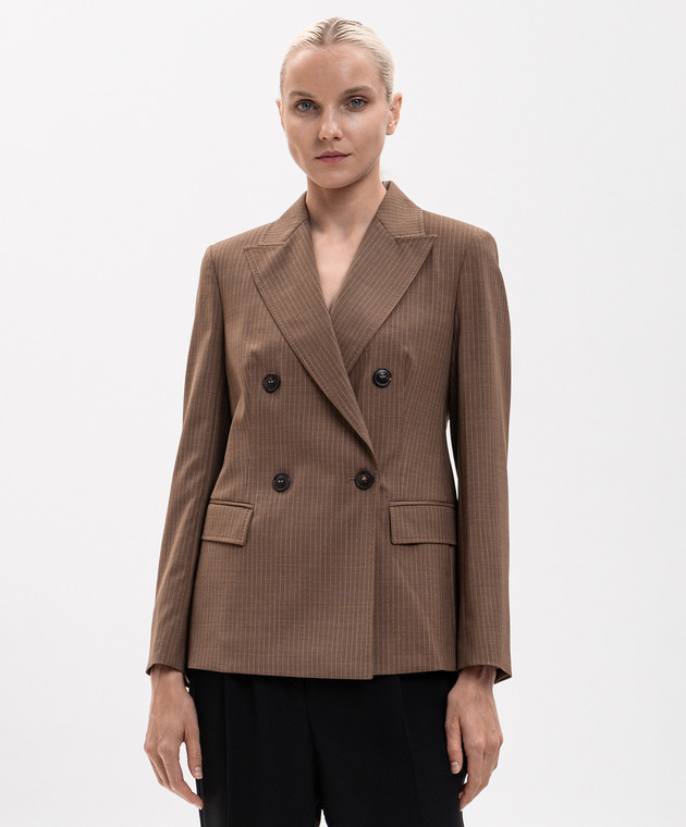 Max Mara Коричневий двобортний жакет UMICO з вовни MSTUMICO зображення 2