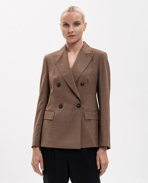 Max Mara Коричневый двубортный жакет UMICO из шерсти MSTUMICO
