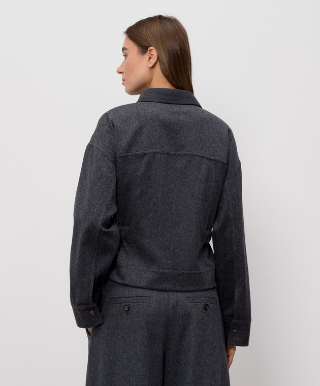 Brunello Cucinelli Серая куртка в стиле рубашки из шерсти MP549M1E06 изображение 4