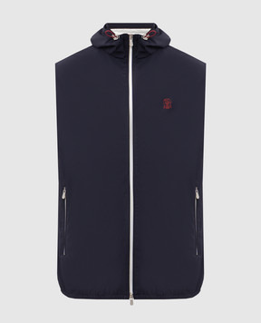 Brunello Cucinelli Синій жилет з вишивкою емблеми MM49A7450G